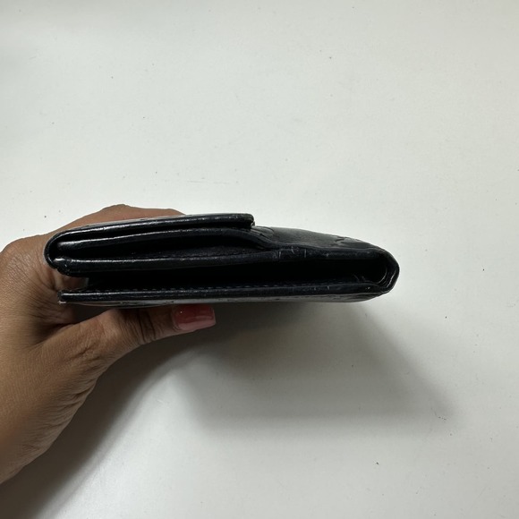 GUCCI Made In Italy Unisex Black Metallic Guccissima Compact Wallet - Picture 14 of 15